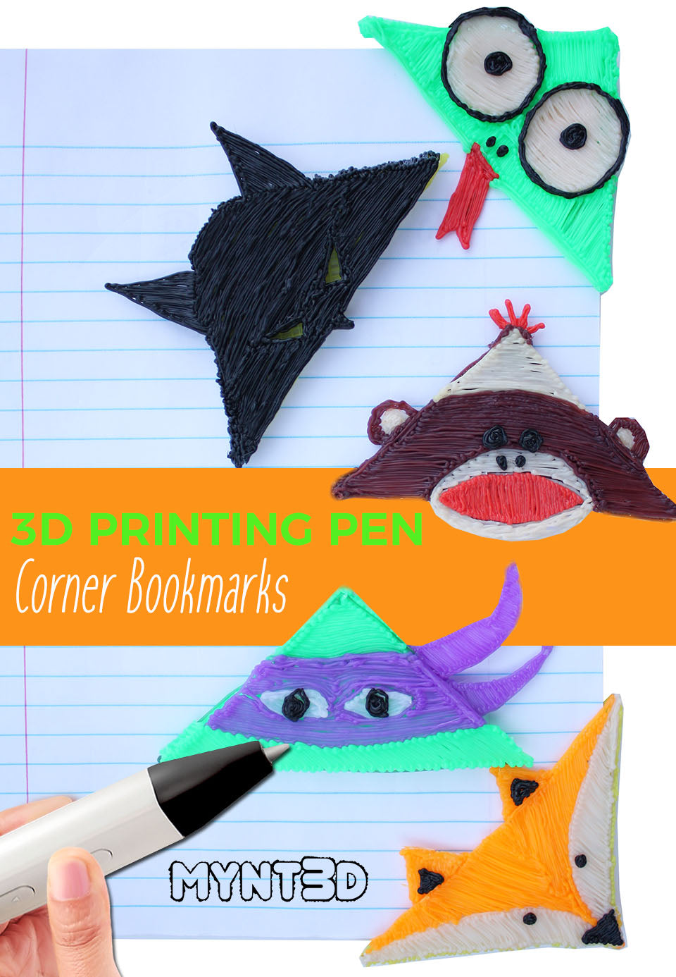 5 Corner Bookmark Designs to make with a 3D Pen