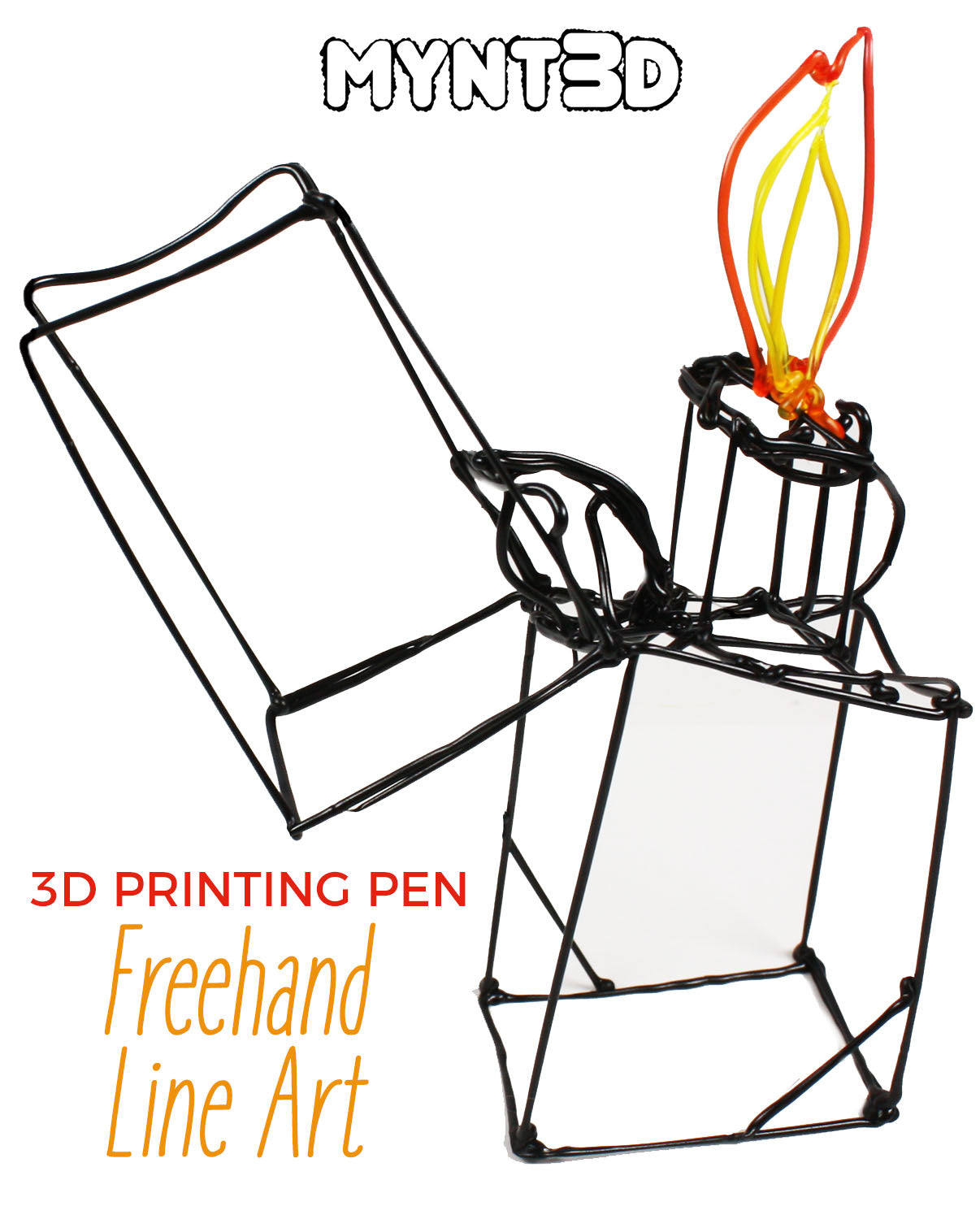 3D Drawing Pen Demo: Light Bulb, Camera, Lighter Line Art