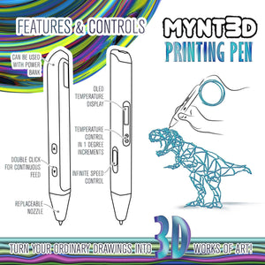 MYNT3D Professional Printing 3D Pen with OLED Display & 3D Pen Mat Kit,  DesignPad + FreePad,Black