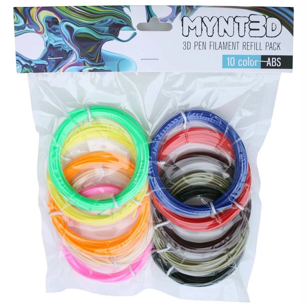 ABS Filament Refill Pack (10 color, 3m each)