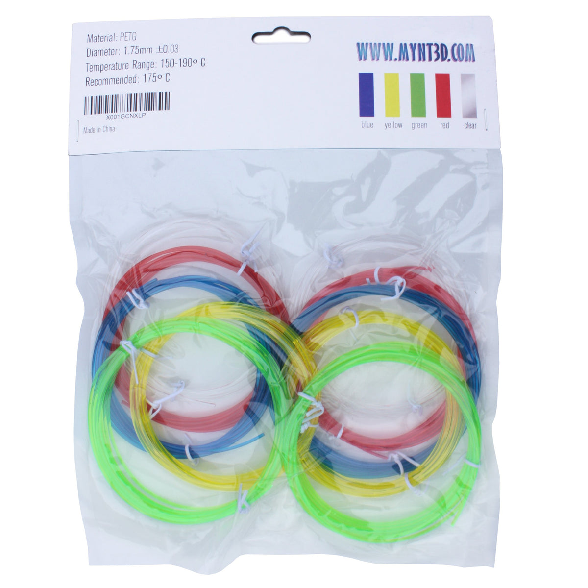 PETG Filament Refill Pack (5 colors, 6m each)