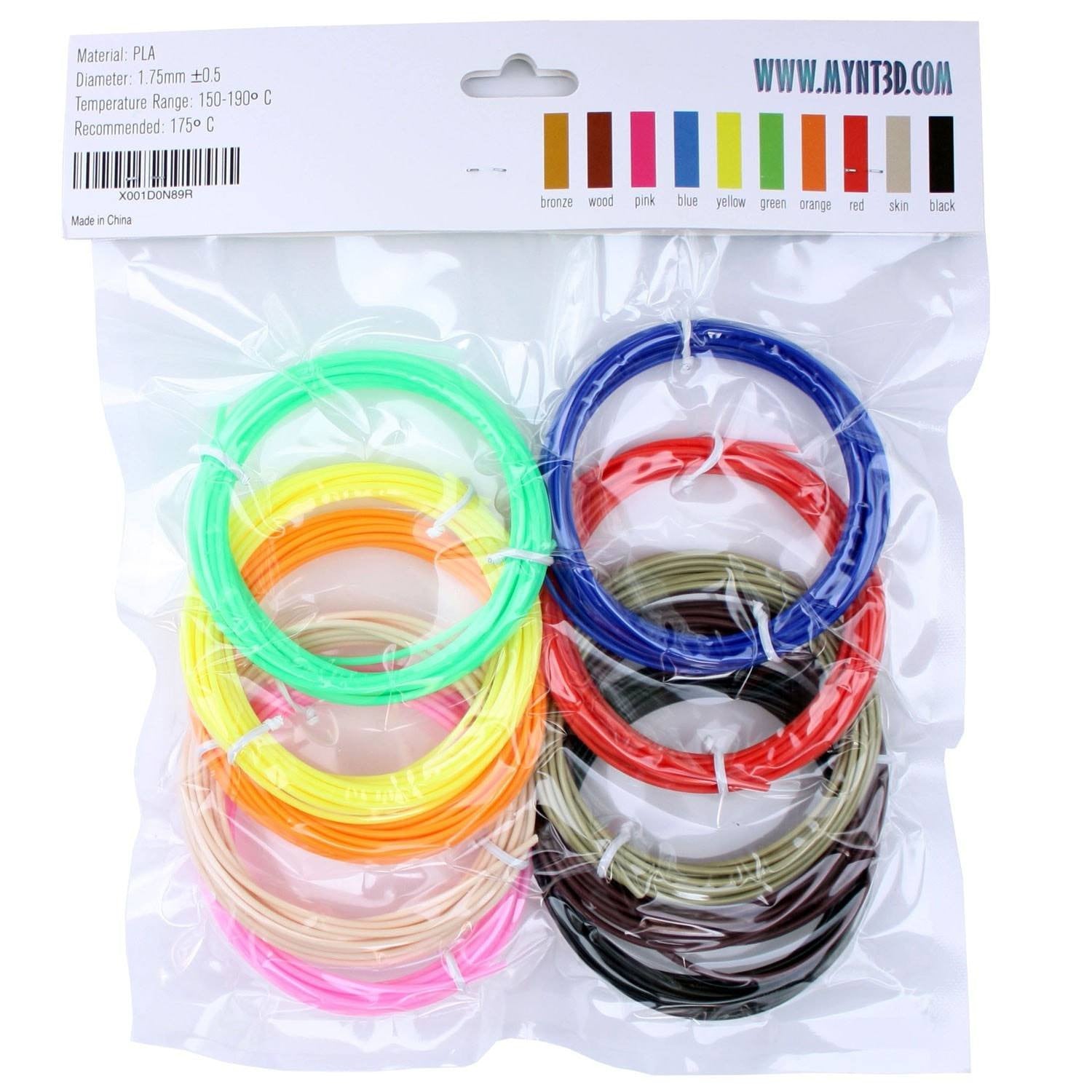 PLA Filament Refill Pack (10 color, 3m Each) - MYNT3D